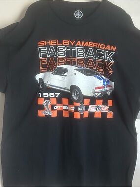 Selby Black Short Sleeve Fastback Graphic Tee with White & Blue Car Print